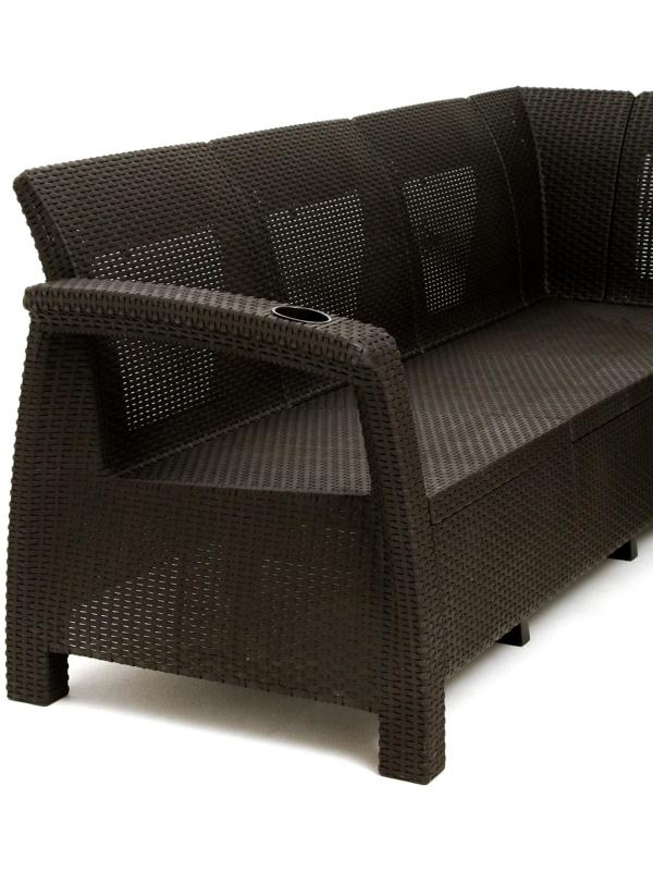 Набор садовой мебели: диван угловой и стол, мокко