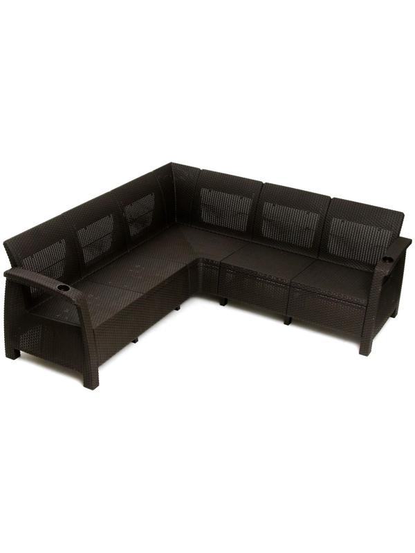 Набор садовой мебели: диван угловой и стол, мокко