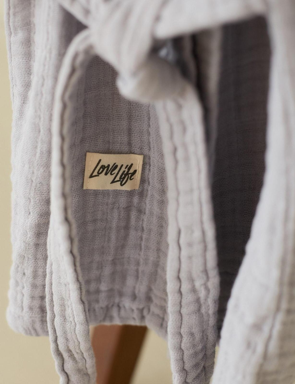 Халат детский муслиновый LoveLife (4 года, рост 104-110 см), цвет серый, 100% хлопок, 235 гр/м2