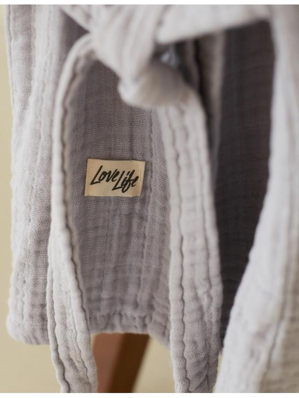 Халат детский муслиновый LoveLife (4 года, рост 104-110 см), цвет серый, 100% хлопок, 235 гр/м2