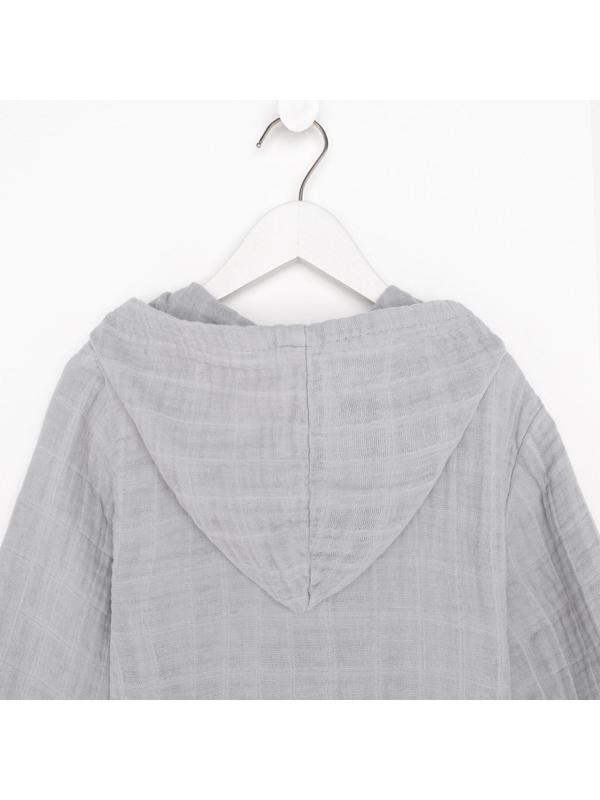 Халат детский муслиновый LoveLife (4 года, рост 104-110 см), цвет серый, 100% хлопок, 235 гр/м2