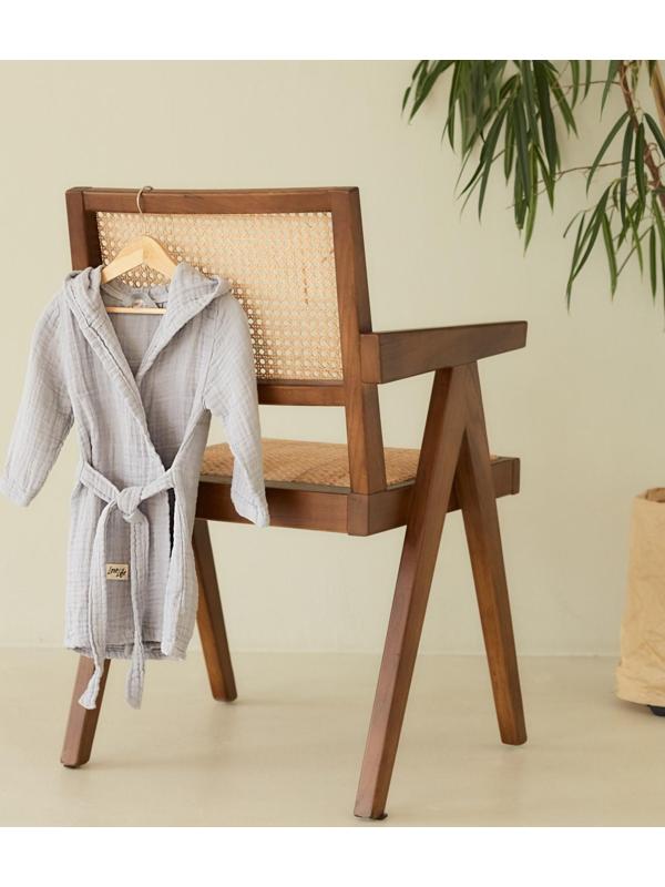 Халат детский муслиновый LoveLife (4 года, рост 104-110 см), цвет серый, 100% хлопок, 235 гр/м2