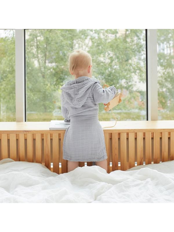 Халат детский муслиновый LoveLife (4 года, рост 104-110 см), цвет серый, 100% хлопок, 235 гр/м2