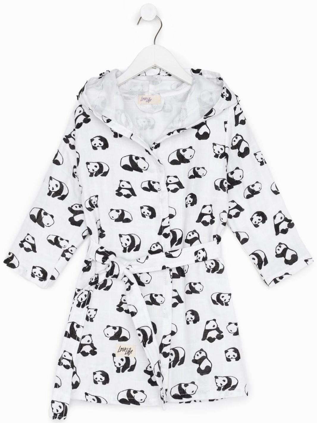 Халат детский муслиновый LoveLife «Панды» (3 года, рост 98-104 см) 100% хлопок, 235 гр/м2