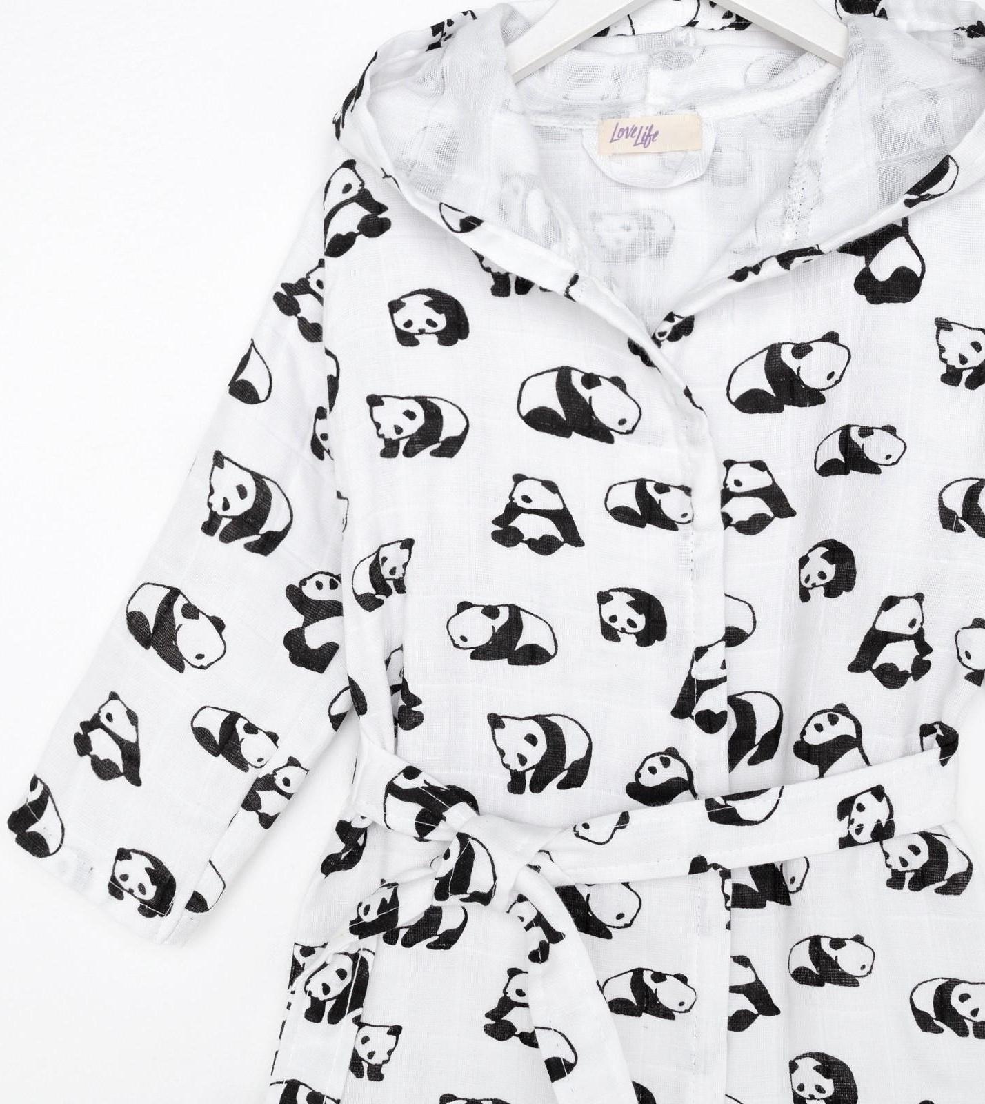 Халат детский муслиновый LoveLife «Панды» (3 года, рост 98-104 см) 100% хлопок, 235 гр/м2