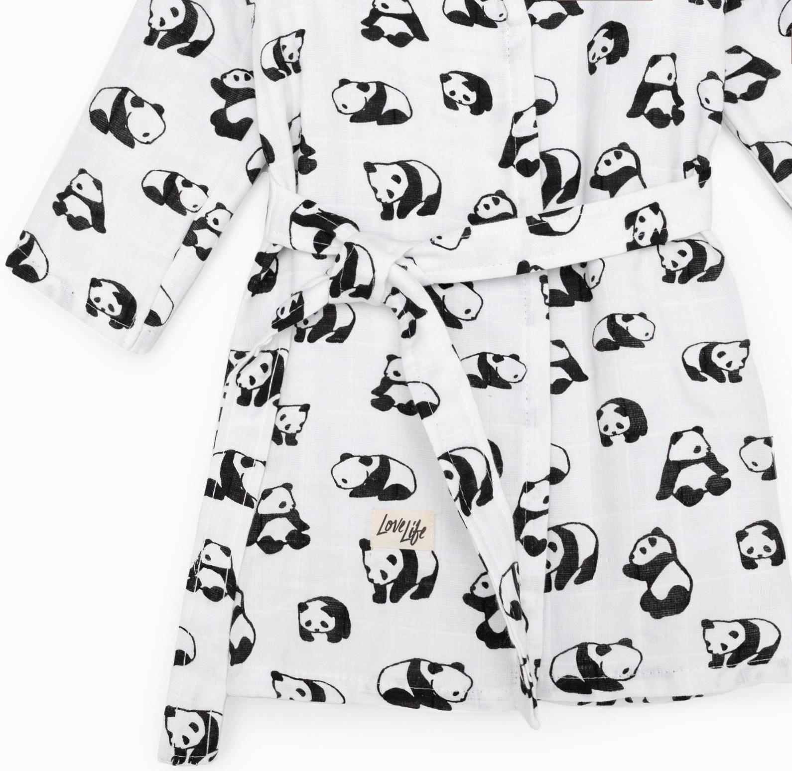 Халат детский муслиновый LoveLife «Панды» (3 года, рост 98-104 см) 100% хлопок, 235 гр/м2