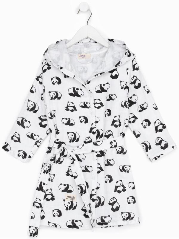 Халат детский муслиновый LoveLife «Панды» (3 года, рост 98-104 см) 100% хлопок, 235 гр/м2