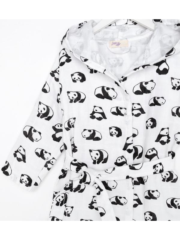 Халат детский муслиновый LoveLife «Панды» (3 года, рост 98-104 см) 100% хлопок, 235 гр/м2