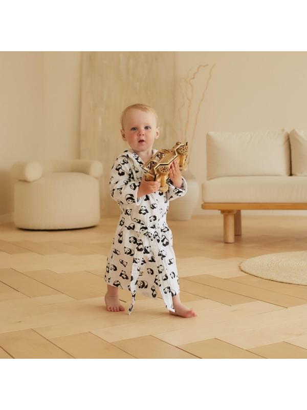 Халат детский муслиновый LoveLife «Панды» (3 года, рост 98-104 см) 100% хлопок, 235 гр/м2