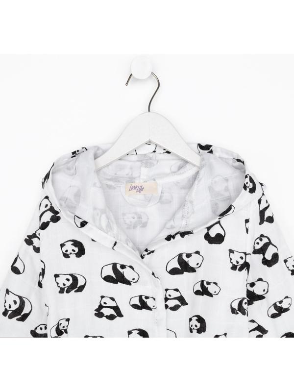 Халат детский муслиновый LoveLife «Панды» (3 года, рост 98-104 см) 100% хлопок, 235 гр/м2