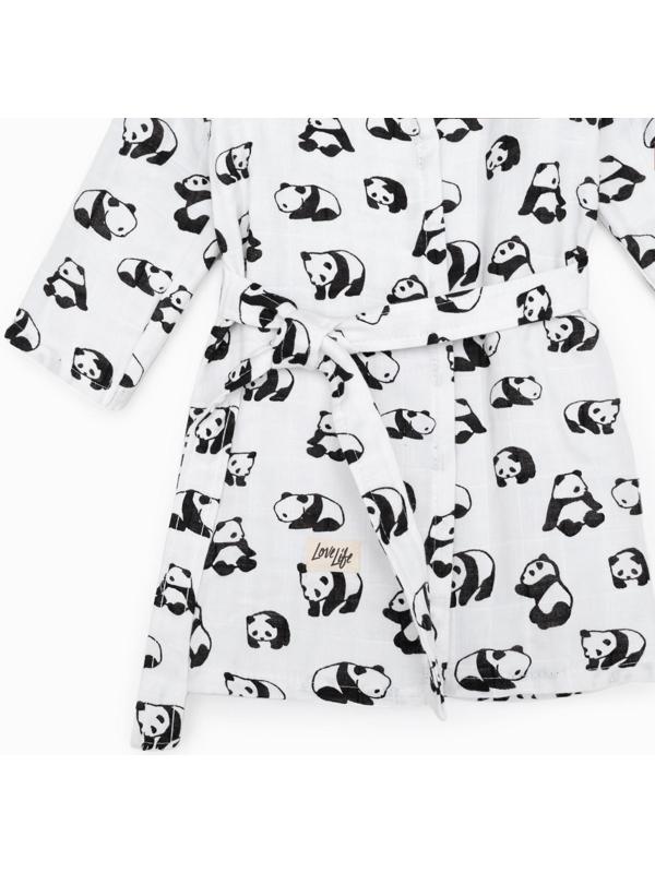 Халат детский муслиновый LoveLife «Панды» (3 года, рост 98-104 см) 100% хлопок, 235 гр/м2