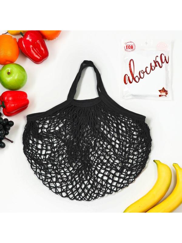 Авоська 34 х 34 см, ручка 12 см, клетка 1.5 см, черная