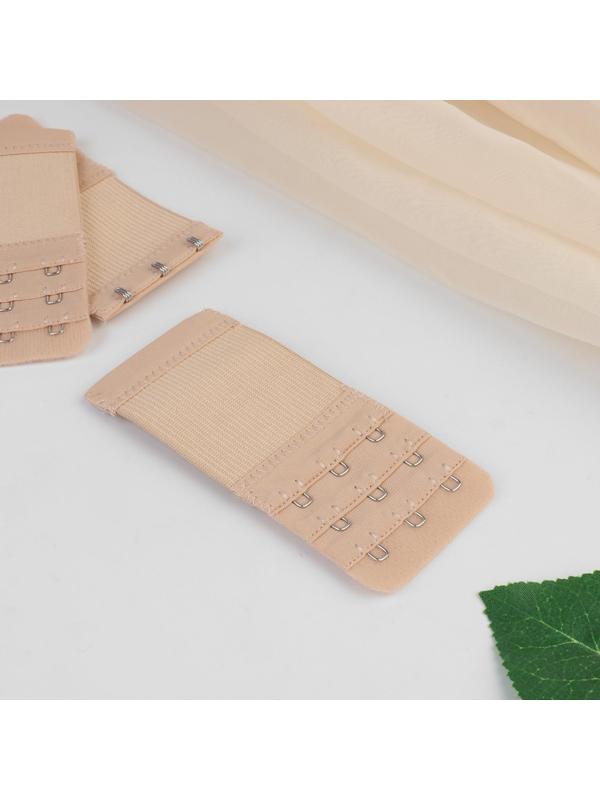 Застёжка-удлинитель для бюстгальтера, 3 ряда 3 крючка, 5 × 10,5 см, 3 шт, цвет бежевый