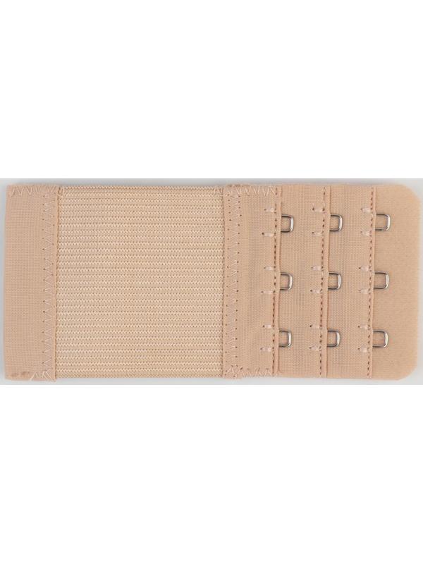 Застёжка-удлинитель для бюстгальтера, 3 ряда 3 крючка, 5 × 10,5 см, 3 шт, цвет бежевый