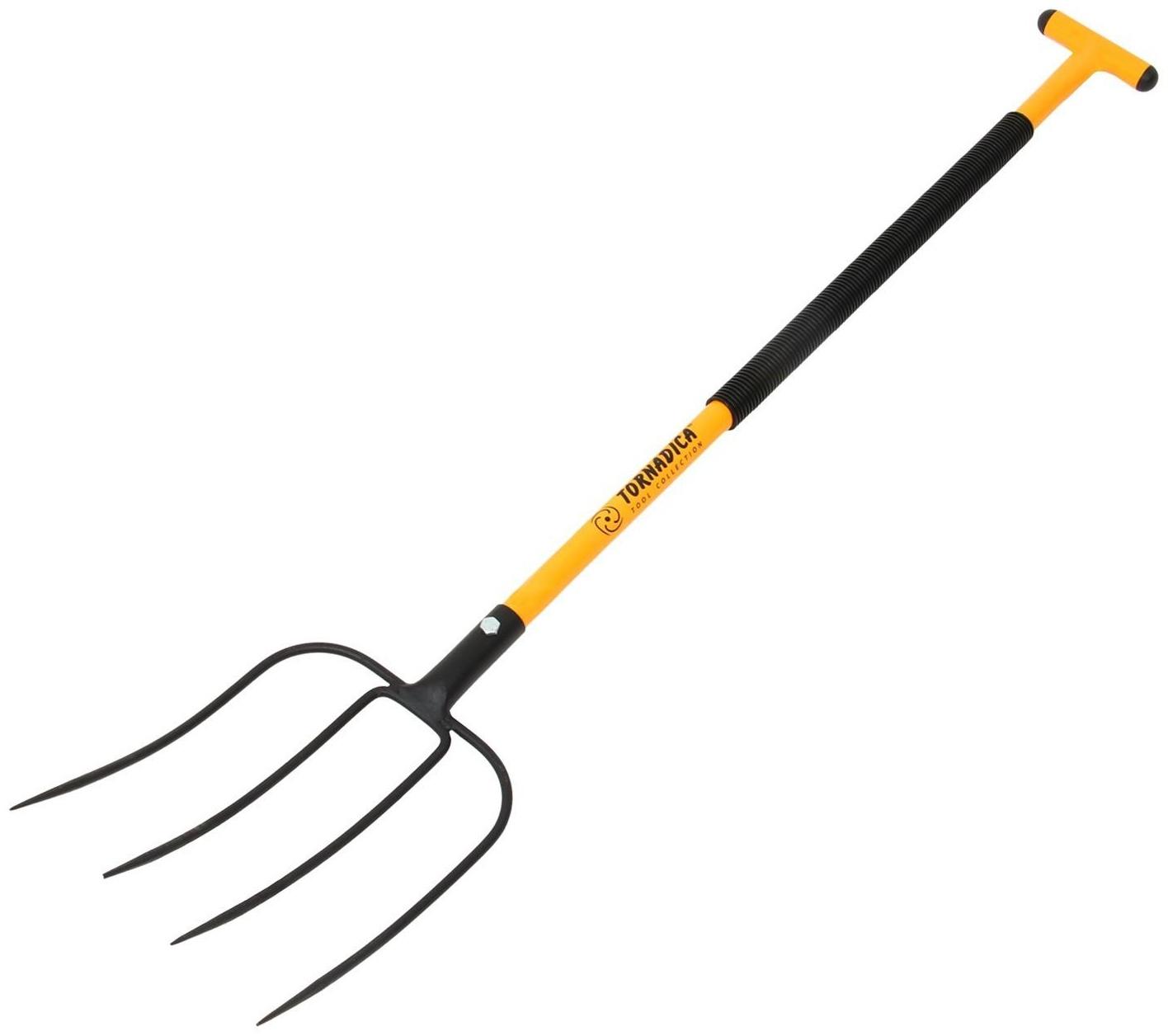 Вилы садово-огородные, 4-рогие, металлический черенок, ручка, TORNADICA