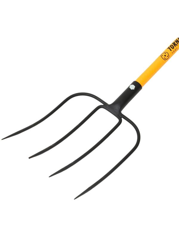 Вилы садово-огородные, 4-рогие, металлический черенок, ручка, TORNADICA