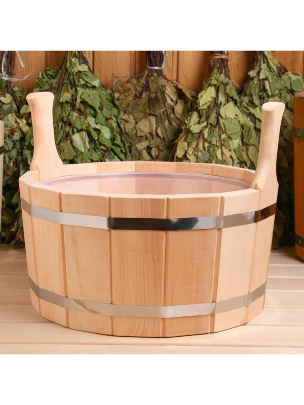 Шайка из ольхи, 12 л, двуручная, пластиковая вставка