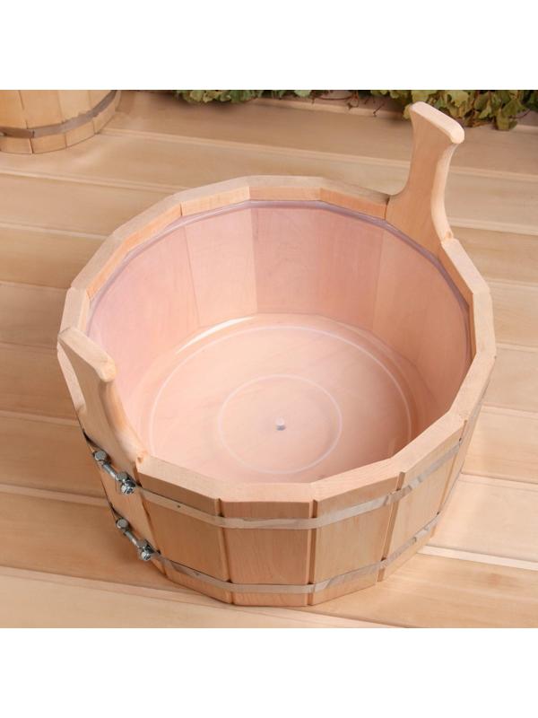 Шайка из ольхи, 12 л, двуручная, пластиковая вставка