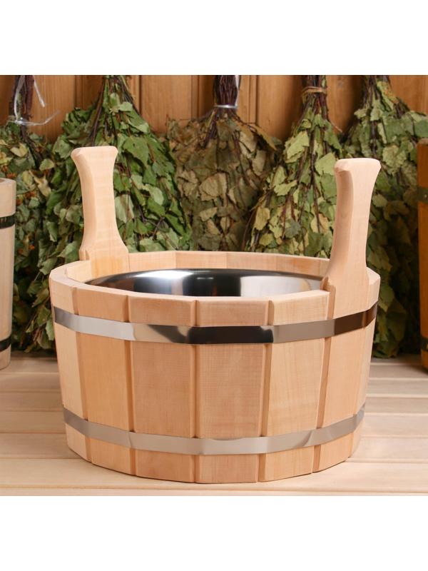 Шайка из ольхи, 7 л, двуручная, нержавеющая вставка