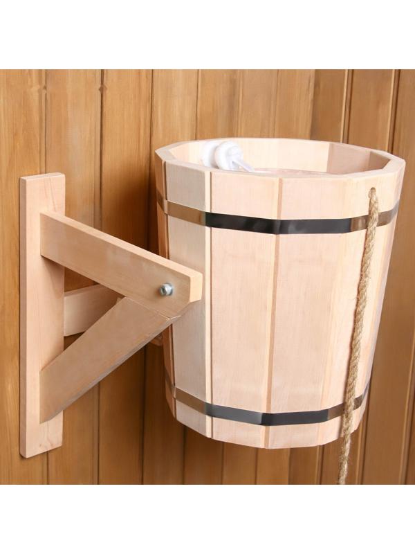 Обливное устройство из ольхи, 10 л, с пластиковой вставкой, с переливом