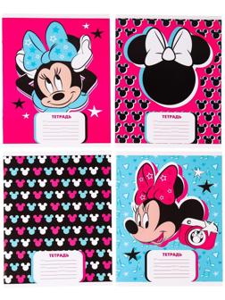 Тетрадь 24 листа, линейка,  4 вида МИКС, Минни Маус / Микс 20 шт.