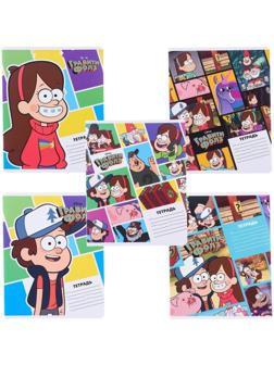 Тетрадь 24 листа, линейка,  5 видов МИКС, Гравити Фолз / Микс 10 шт.