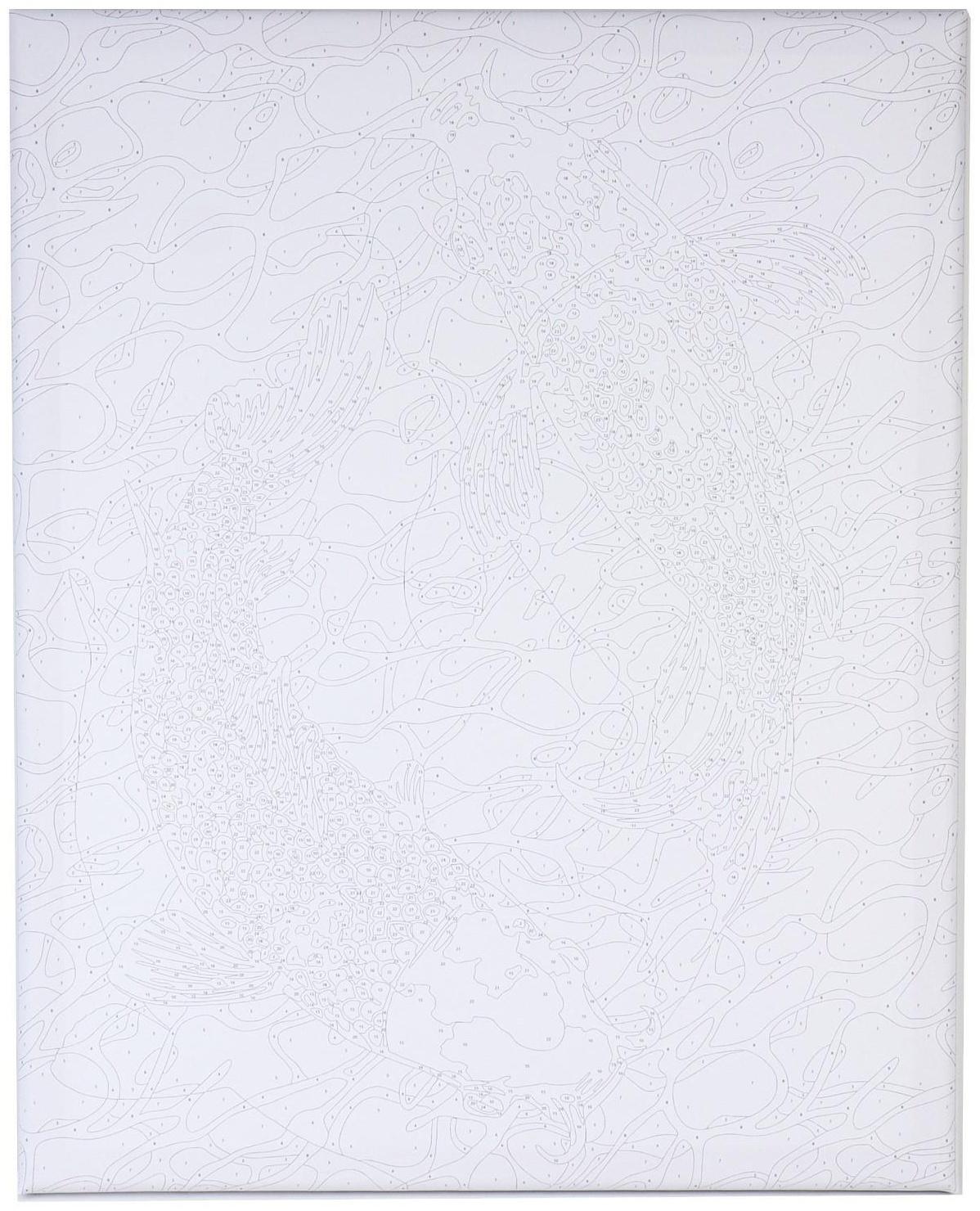 Картина по номерам на холсте с подрамником «Карпы в воде» 40х50 см