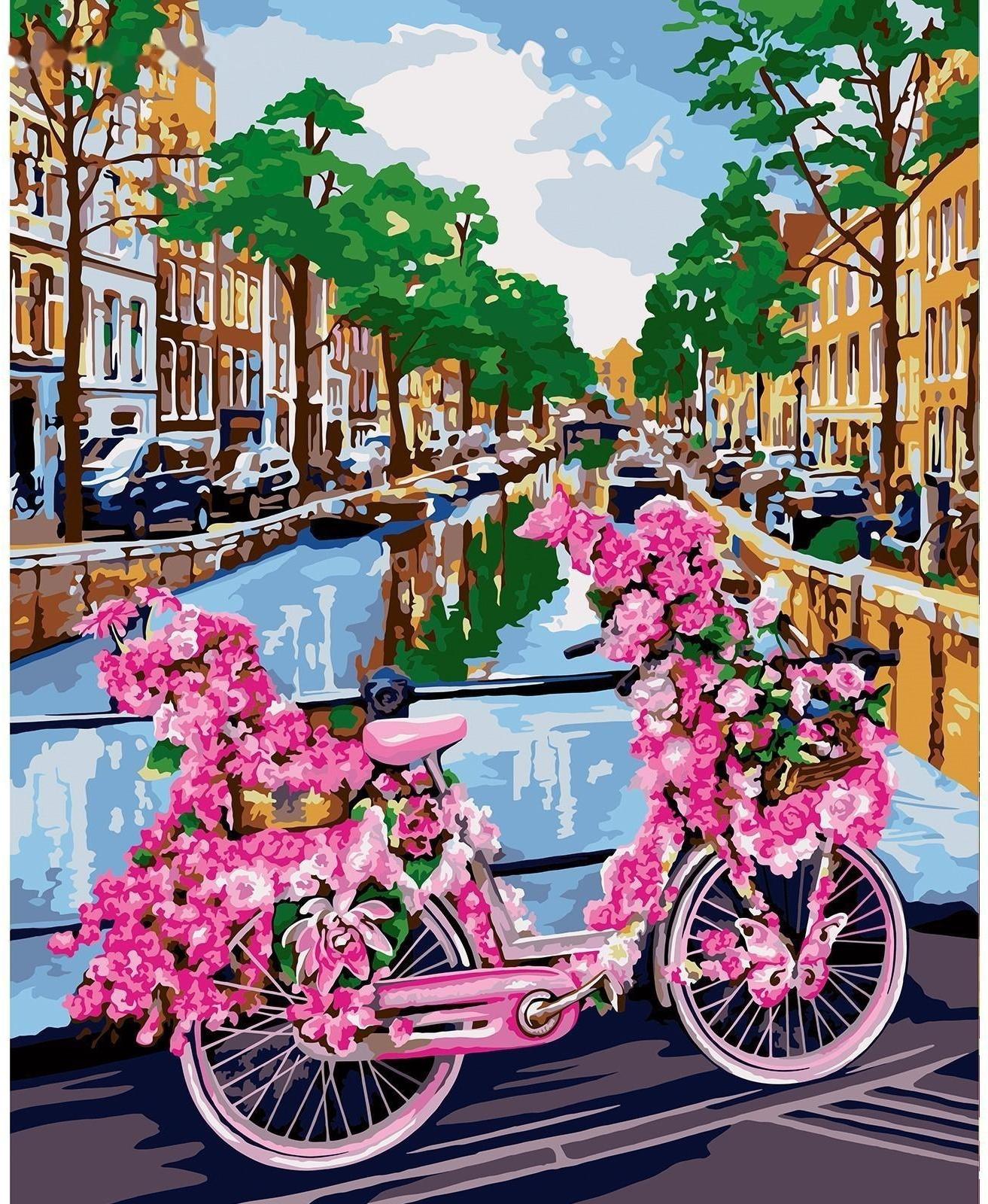Картина по номерам на холсте с подрамником «Велосипед в Амстердаме» 40х50 см