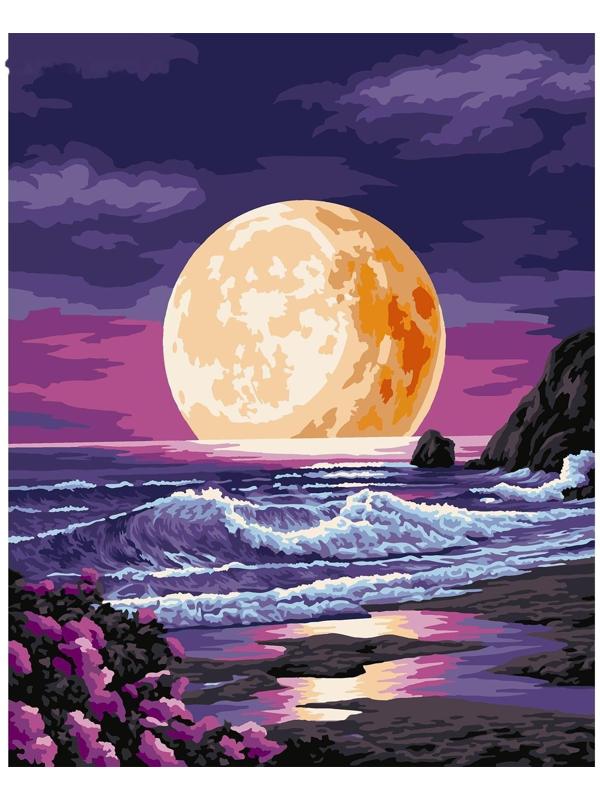 Картина по номерам на холсте с подрамником «Луна на закате» 40х50 см