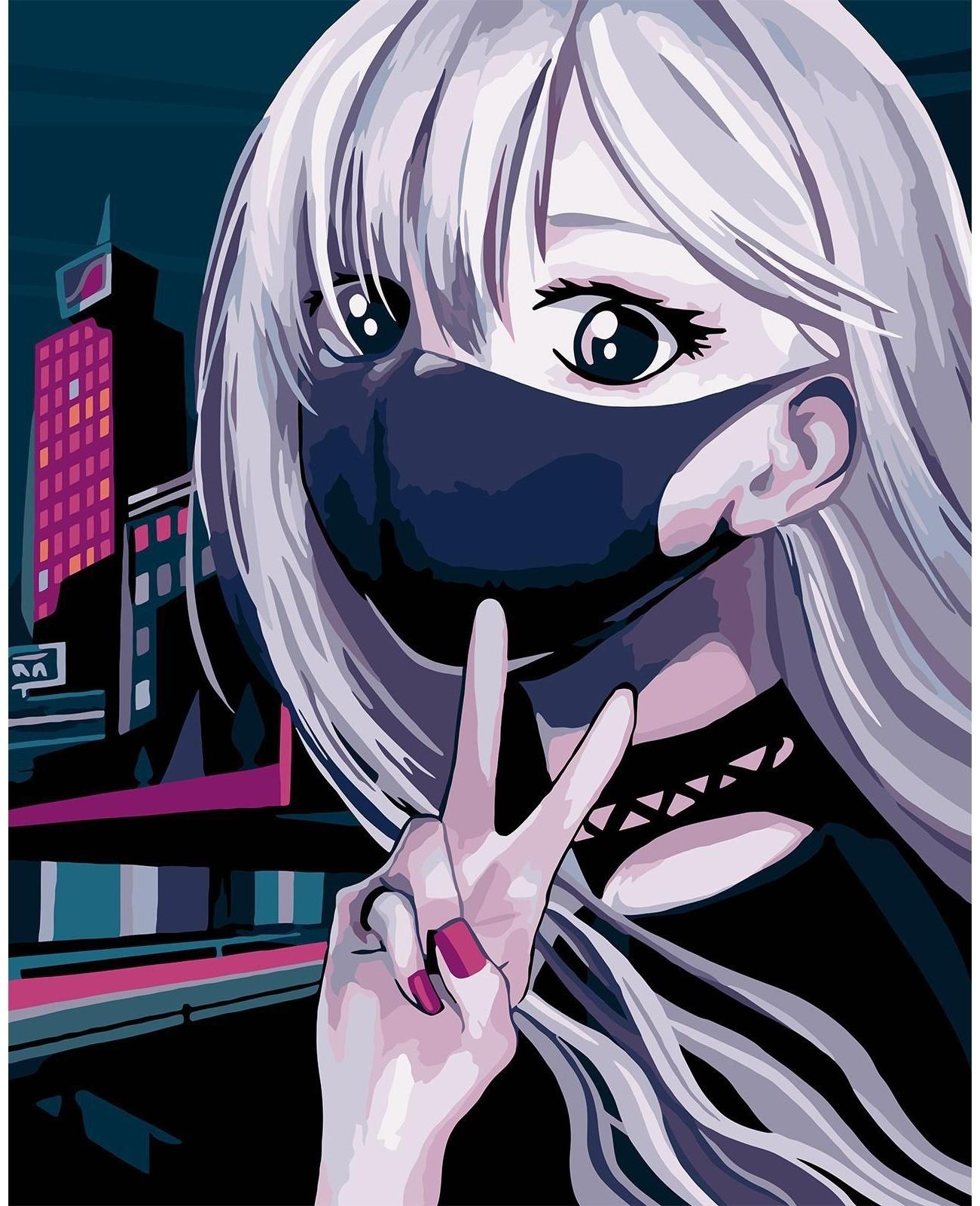 Картина по номерам на холсте с подрамником «Девушка в ночном городе» 40х50 см