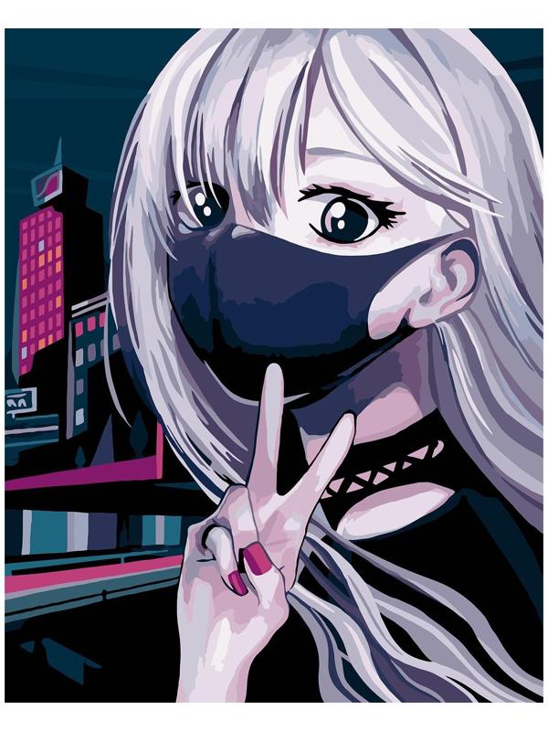 Картина по номерам на холсте с подрамником «Девушка в ночном городе» 40х50 см