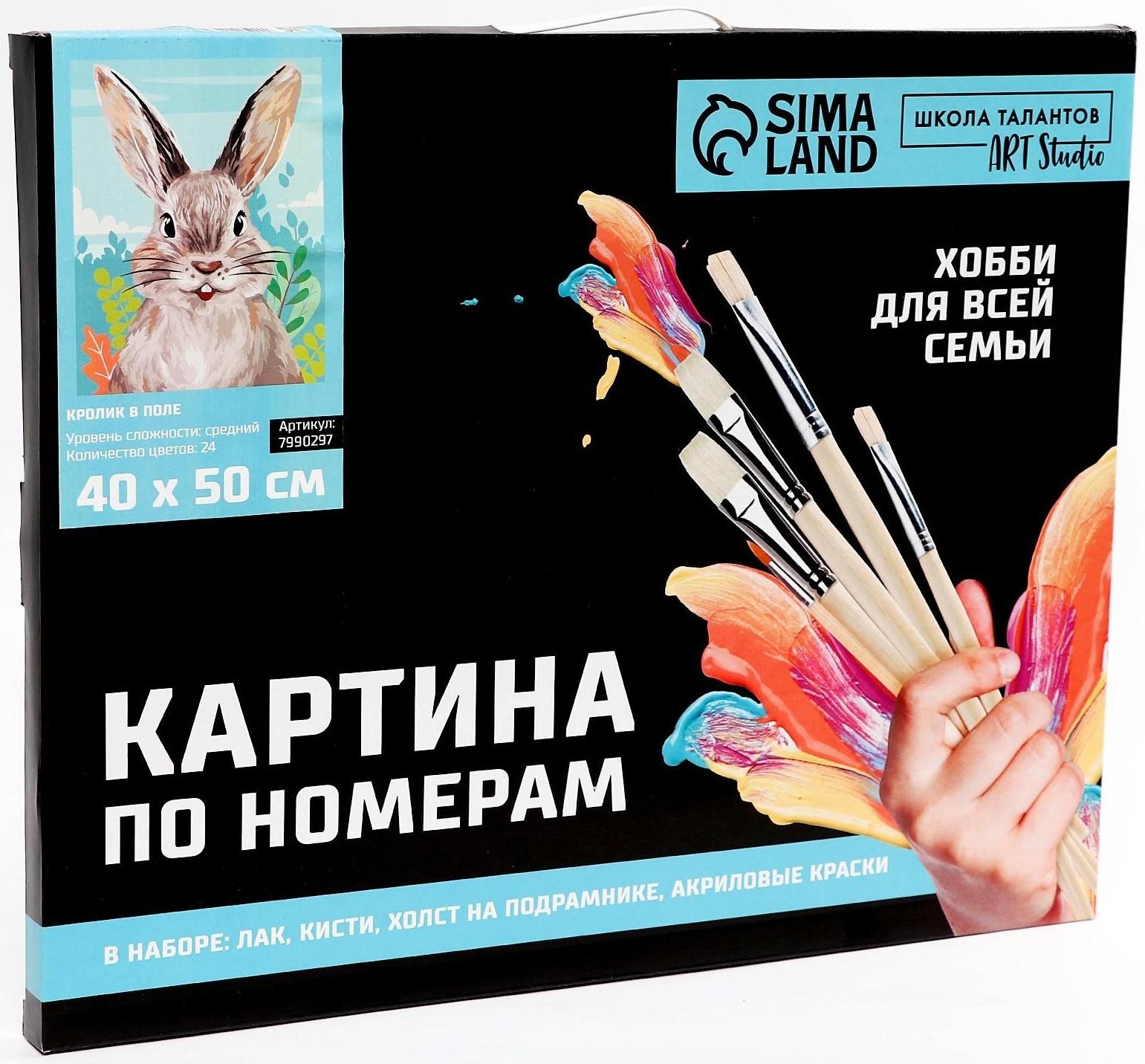 Картина по номерам на холсте с подрамником «Кролик в поле» 40х50 см