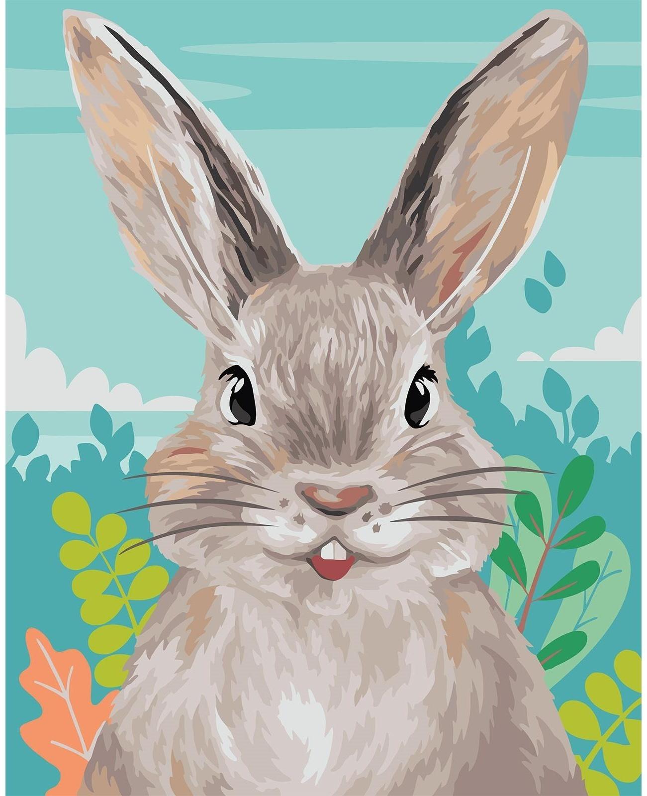 Картина по номерам на холсте с подрамником «Кролик в поле» 40х50 см