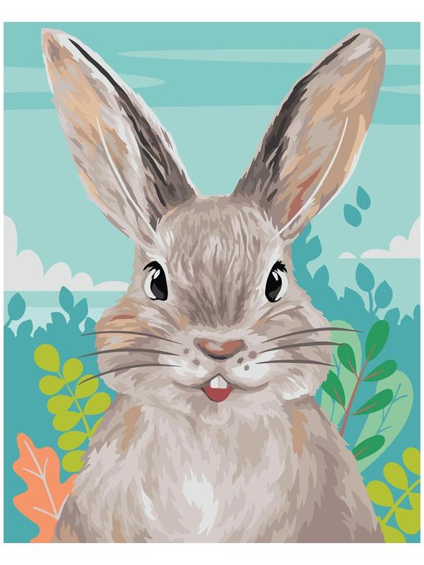 Картина по номерам на холсте с подрамником «Кролик в поле» 40х50 см