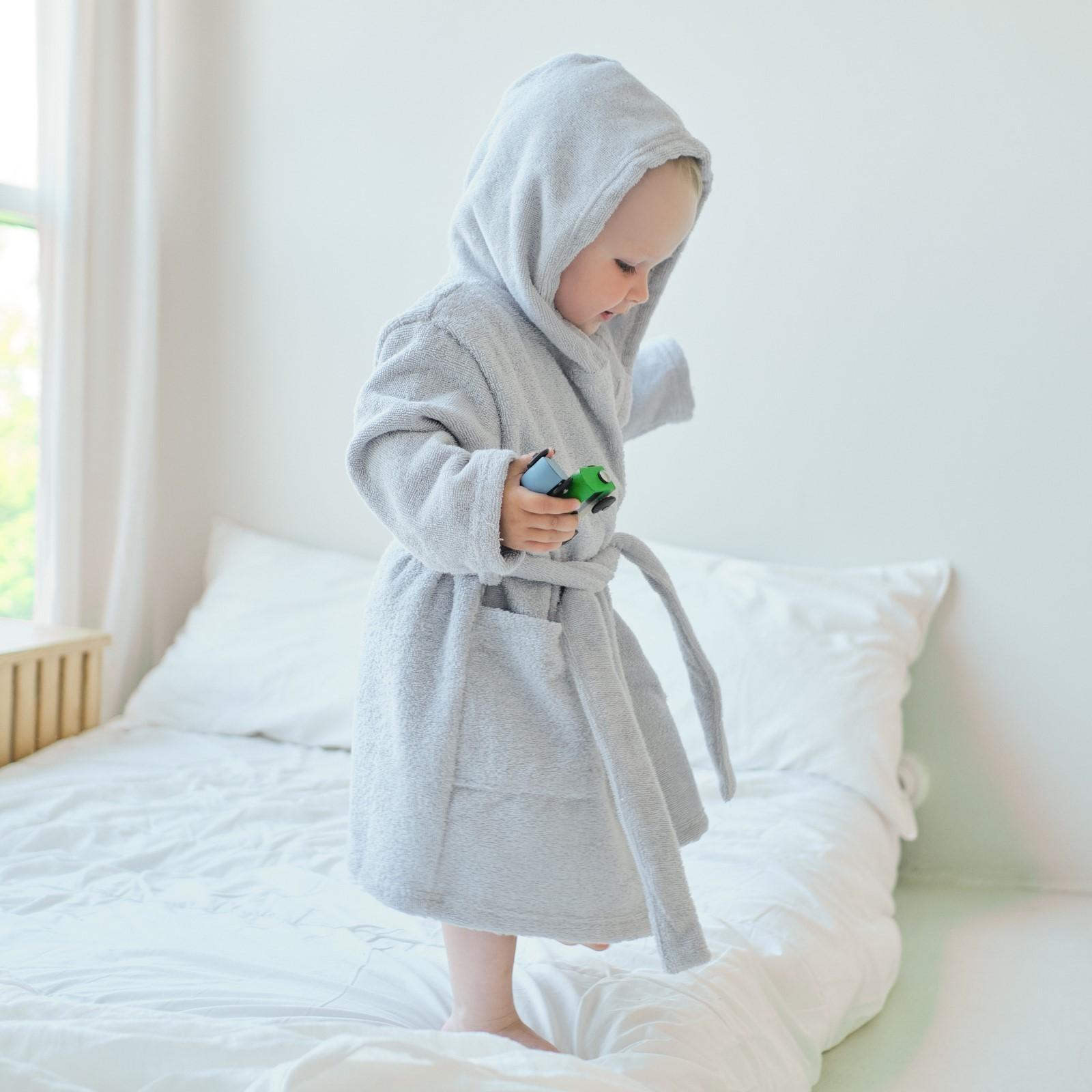 Халат махровый детский Экономь и Я, р. 30, цв.серый, 100%хл, 320 г/м2