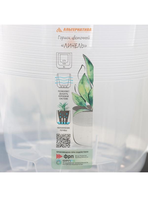 Кашпо для цветов со вставкой «Линель», 2,7 л, d=16 см, h=16 см, прозрачный