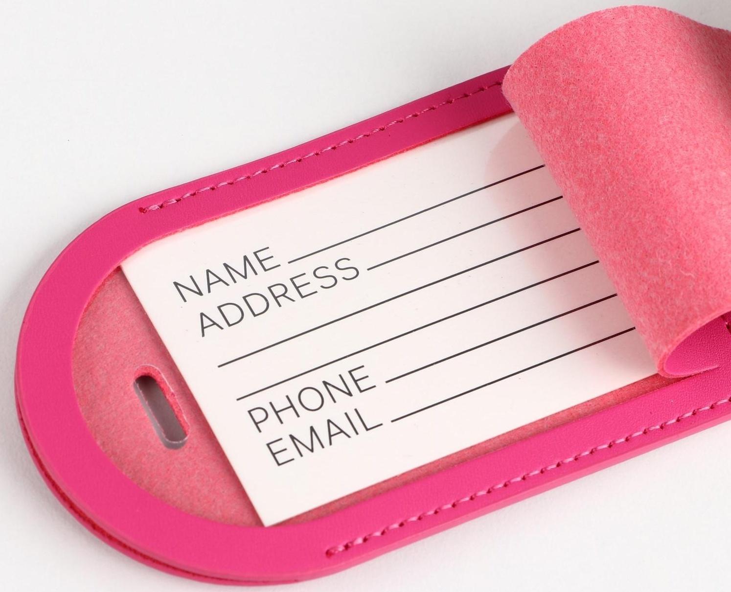 Бирка на чемодан «Time to travel», розовая