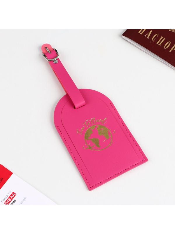 Бирка на чемодан «Time to travel», розовая