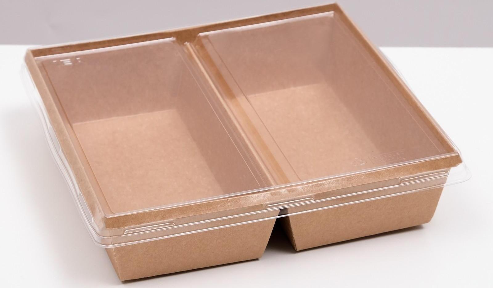 Салатник двухсекционный, крафт, 1,2 л, 20 х 19 х 5,5 см