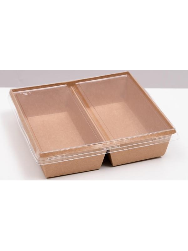 Салатник двухсекционный, крафт, 1,2 л, 20 х 19 х 5,5 см