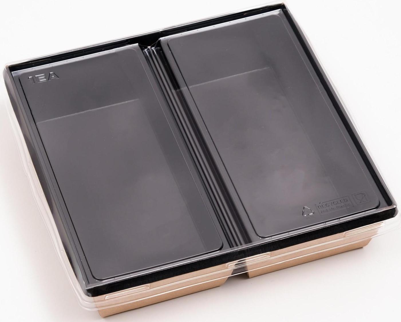 Салатник двухсекционный, черный, 1,2 л, 20 х 19 х 5,5 см