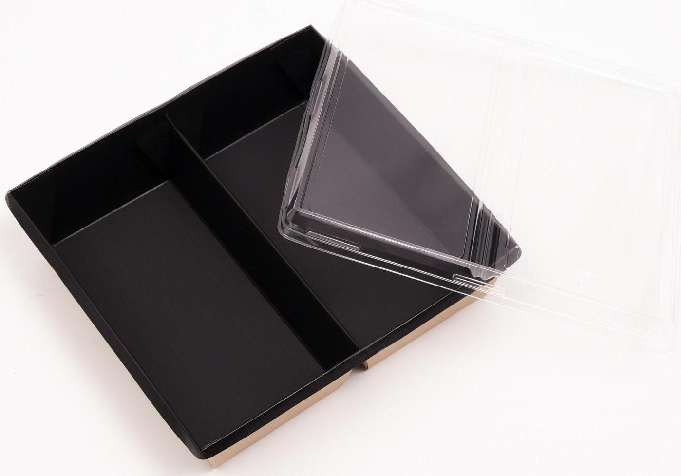 Салатник двухсекционный, черный, 1,2 л, 20 х 19 х 5,5 см