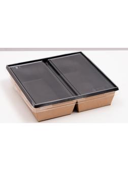 Салатник двухсекционный, черный, 1,2 л, 20 х 19 х 5,5 см