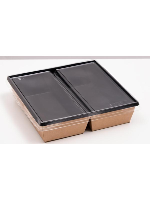 Салатник двухсекционный, черный, 1,2 л, 20 х 19 х 5,5 см