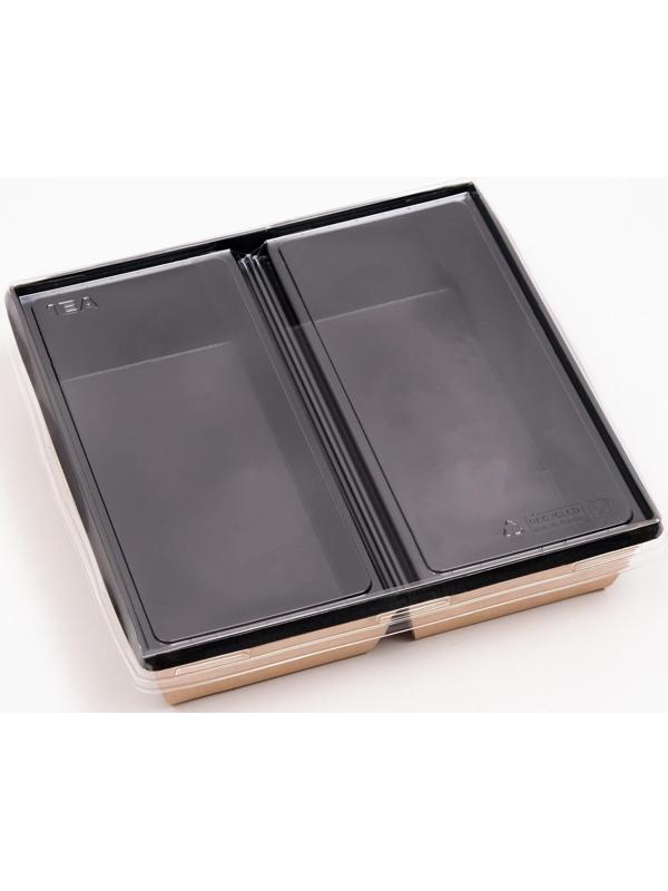 Салатник двухсекционный, черный, 1,2 л, 20 х 19 х 5,5 см