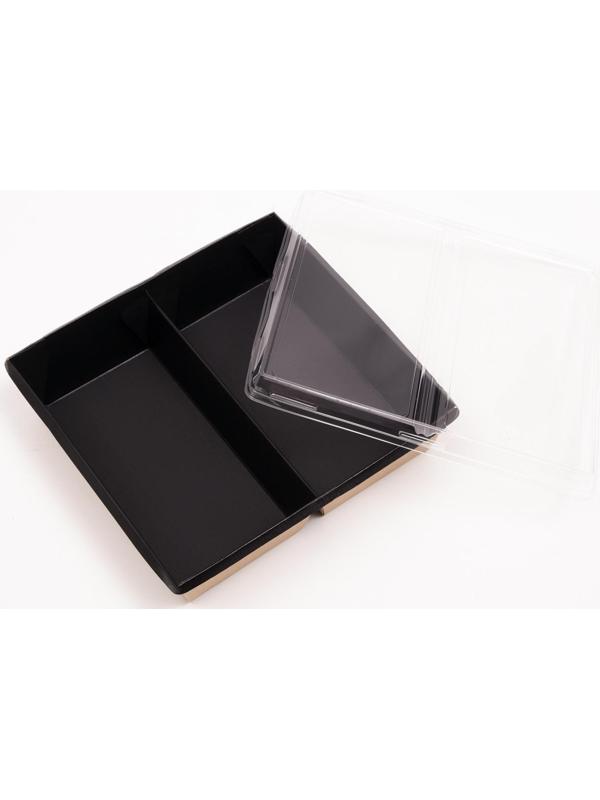 Салатник двухсекционный, черный, 1,2 л, 20 х 19 х 5,5 см