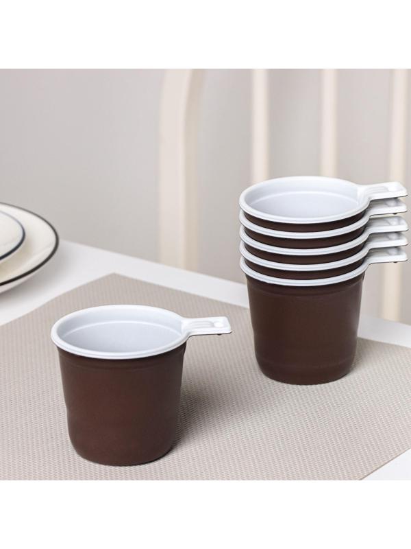 Чашки кофейные одноразовые Не ЗАБЫЛИ! «Взбодрись», 200 мл, в наборе 6 шт, цвет коричневый, чёрный