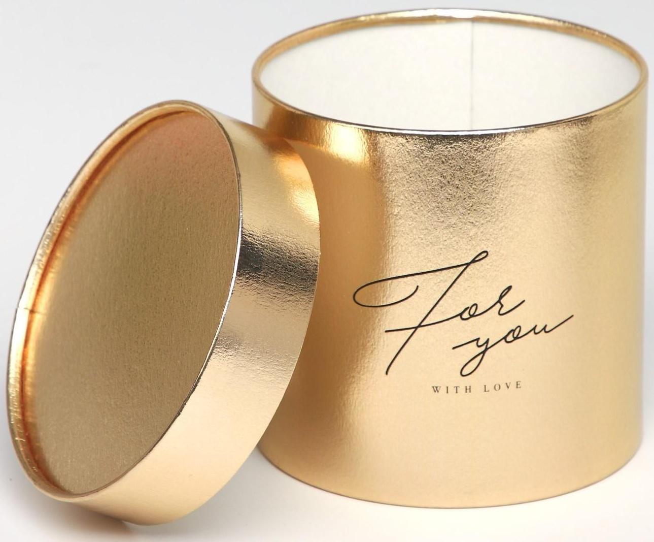 Шляпная коробка «For you», золотая, 15 х 15 см