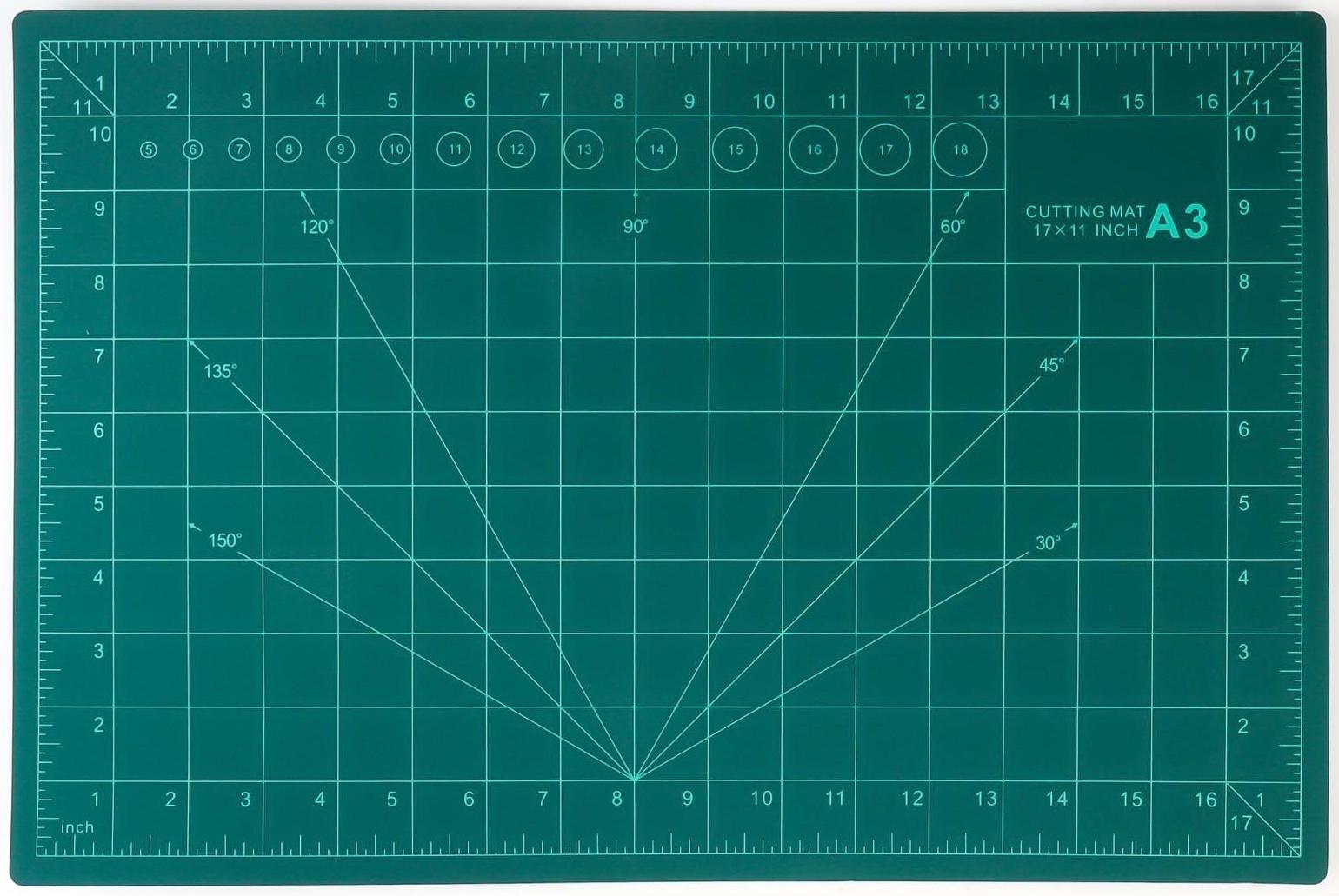 Мат для резки, трёхслойный, 45 × 30 см, А3, цвет зелёный
