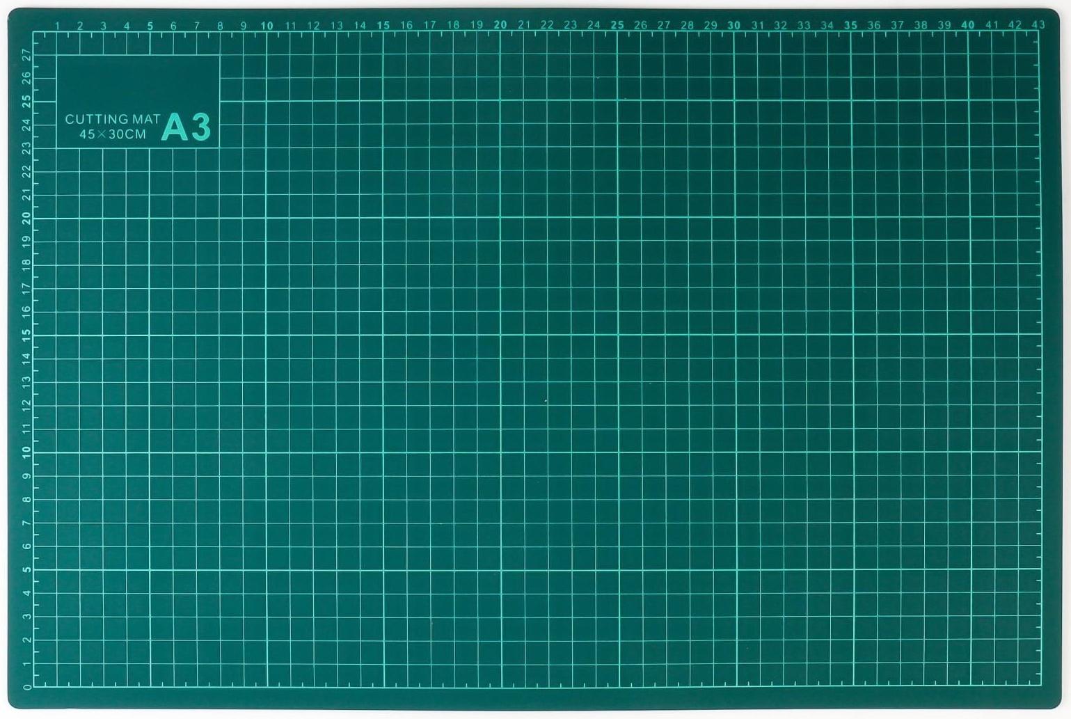 Мат для резки, трёхслойный, 45 × 30 см, А3, цвет зелёный